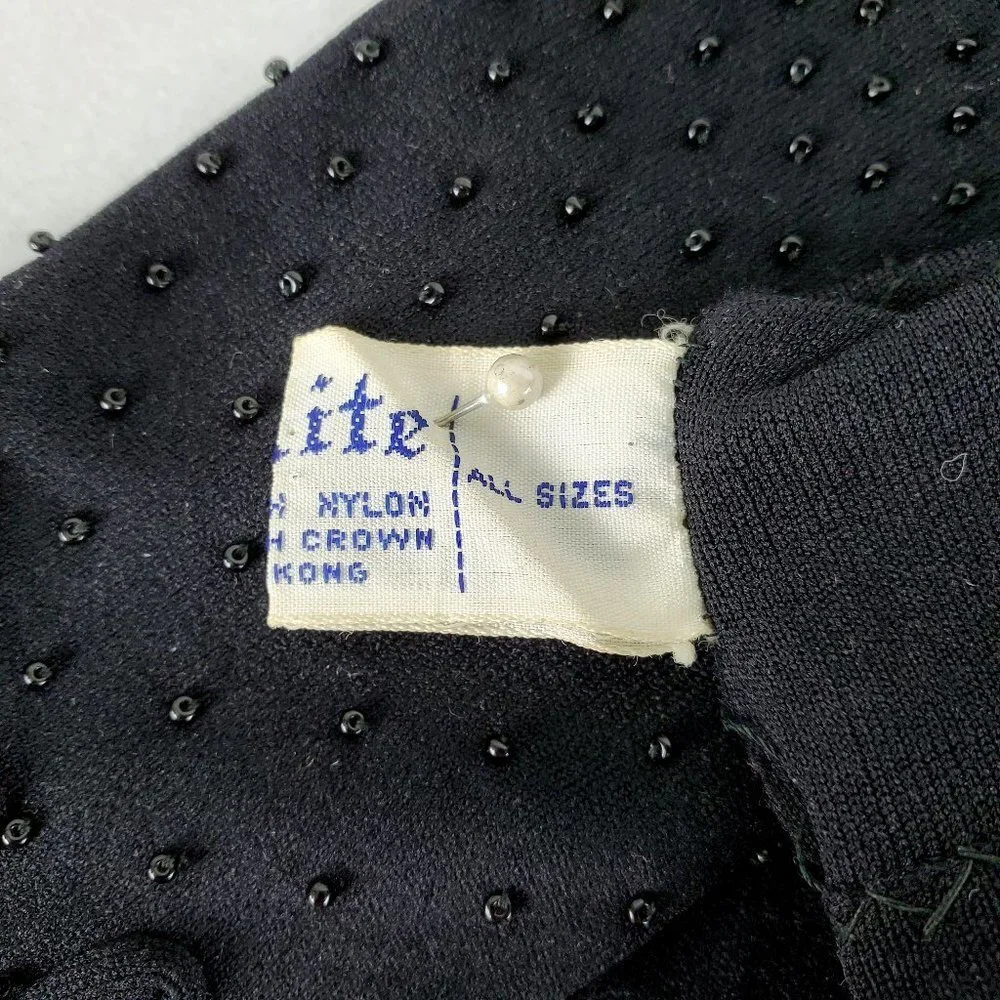 Vintage by Style Rite‎ Black Beaded Gloves
